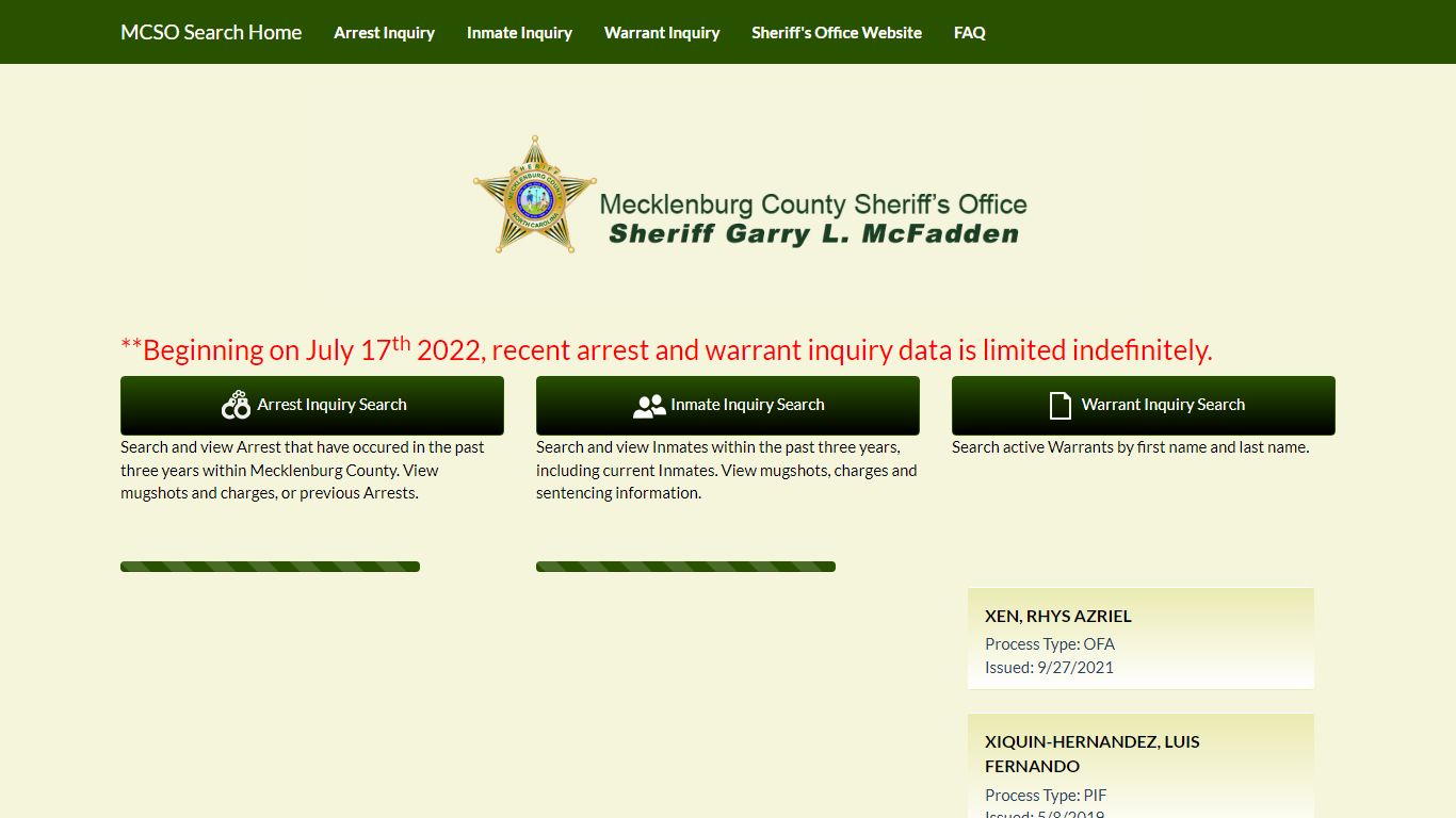 MCSO - Mecklenburg County, NC